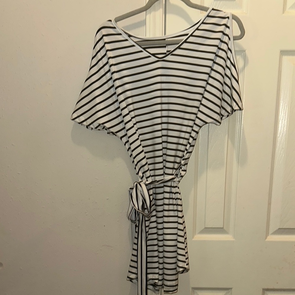 SHEIN Black and White Striped Mini Dress